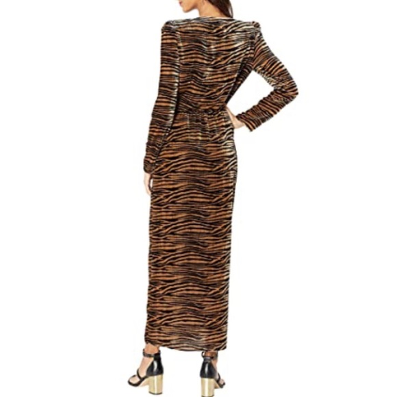 WAYF NWT Tiger Velvet Long Sleeve Wrap Maxi Dress - Picture 2 of 9